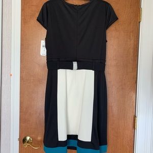 Sandra Darren Dresses - Sandra Darren Black/White/Blue Dress with Belt Sandra Darren Dresses - Sandra Darren Black/White/Blue Dress with Belt
